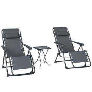 Outsunny Set de 2 Tumbonas Jardín Exterior Plegables con Me…