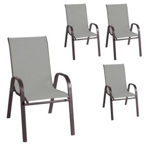 LOLAhome Pack de 4 sillas de jardín Neila de Acero y Textil…