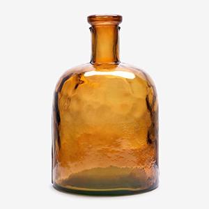 Botella Ancha de Vidrio Reciclado Liso Color Ámbar - Garraf…