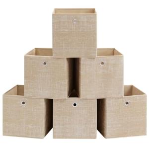 SONGMICS Cajas de Almacenamiento, Juego de 6 Cajas de Tela…