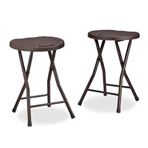 Relaxdays Set 2 taburetes Plegables Bastian, Redondo, plást…