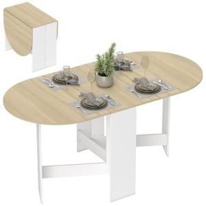 HOMCOM Mesa Plegable de Comedor, Mesa de Cocina Plegable Ov…