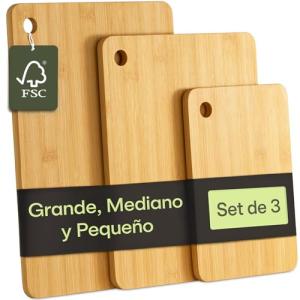 Praknu Tabla De Cortar Cocina Madera Bambú - Juego de 3 Pie…
