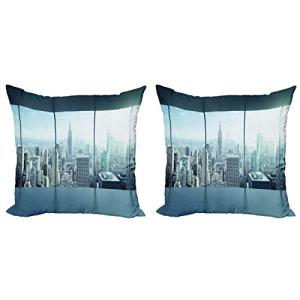 ABAKUHAUS Nueva York Set de 2 Fundas para Cojín, Urbana de…