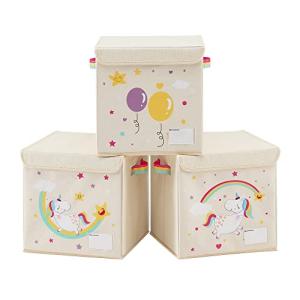 SONGMICS Juego de 3 Cajas de Almacenamiento de Niños con Ta…