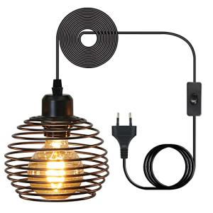 ZMH Lámpara colgante vintage industrial – Negro 1,5 m lámpa…