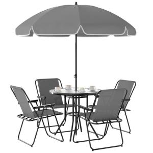 Outsunny Conjunto de Mesa y Sillas Jardín de 6 Piezas Muebl…