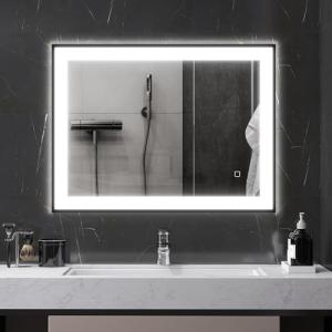 HOMCOM Espejo de Baño con Luz LED 80x60 cm Espejo de Pared…