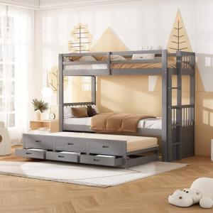 YCYDHDM Litera de 90 x 200 cm con cama nido y 3 cajones, ca…