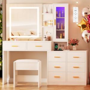 ANWBROAD Grande Tocador de Maquillaje con Luz LED y Enchufe…