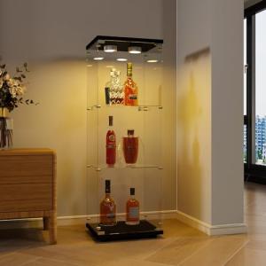 Vitrina de cristal, vitrina de pie, iluminación LED con cer…