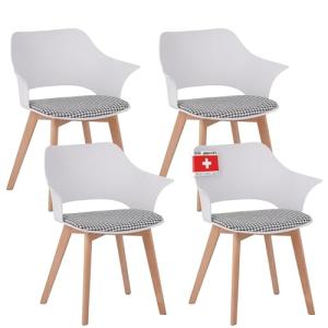 Albatros Aalborg Juego de 4 sillas de comedor, color blanco…