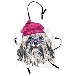 ABAKUHAUS İndie Delantal de Cocina, Lowchen Perro Vidrios D…