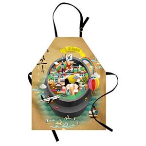 ABAKUHAUS Corea Delantal de Cocina, Estilo de dibujos anima…