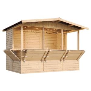 Caseta de Jardín de Madera con Piso, Mostrador y Puerta Cin…