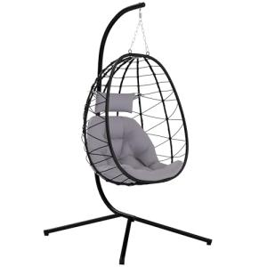 Outsunny Silla Colgante Huevo con Soporte Columpio Jardín E…