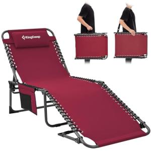 KingCamp Tumbona Plegable con 5 Posiciones Diseño Ergonómic…