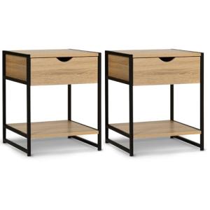 IDMarket – Juego de 2 mesitas de noche Detroit 1 cajón con…