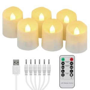 FREEPOWER 6 Velas de Té LED Recargables con Mando a Distanc…