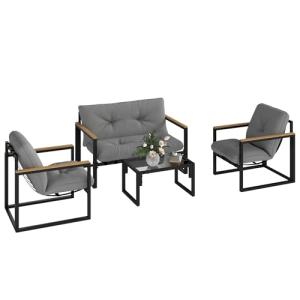 Outsunny Conjunto de Jardín Exterior de 4 Piezas Muebles Ja…