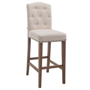 Taburete de Bar Louise en Tela I Silla Alta con Base de Mad…