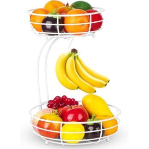 Bomclap Cesta de frutas con soporte para plátanos – 2 pisos…