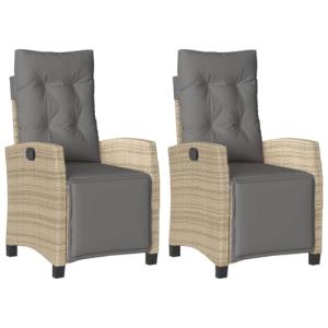 vidaXL Sillón reclinable jardín reposapiés 2 uds ratán PE B…