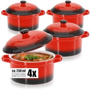 COM-FOUR® 4X Cazuela con Tapa de Cerámica - Cuenco de Postr…