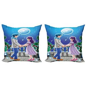 ABAKUHAUS Animado Set de 2 Fundas para Cojín, Pareja románt…