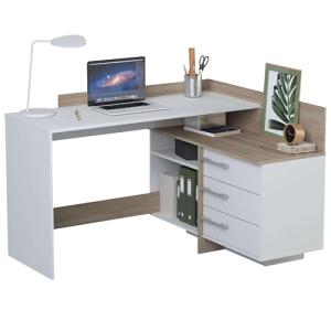 Abitti Mesa Escritorio con Cajonera Color Blanco Perla y Ro…