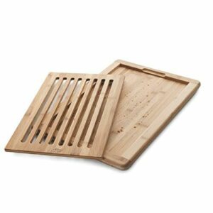 LACOR 60487 Tabla de Cortar Pan de Bambú, Con bandeja recog…