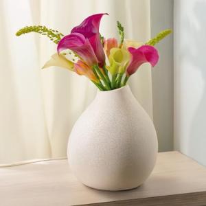 Praknu Jarrón de Cerámica Blanca - Jarrón Decorativos Moder…