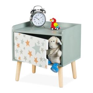 Relaxdays Mesita de Noche Infantil, con Puerta, 41x40x30 cm…