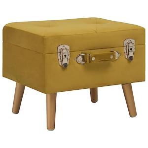 INLIFE Taburete con contenedor 40 cm amarillo mostaza de te…