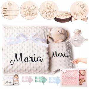 Olesea Manta Bebé Personalizada con Nombre Bordado Placas C…