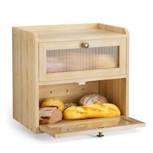 BugyKido Panera de Madera de 2 capas, Panera Grande con Ven…