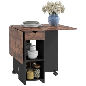 HOMCOM Mesa Plegable de Comedor Mesa de Cocina Plegable con…