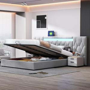 Moimhear Elegante cama tapizada 180x200 con respaldo ancho,…