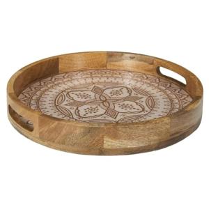 HOME DECO FACTORY - KA0577 Bandeja Redonda de Madera de Man…