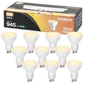GREAT JACOB Bombillas LED GU10, 3000K Luz Calida, 6W Equiva…