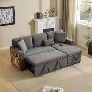 Sofá chaise longue en forma de L con función de cama, sofá…