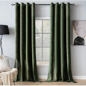 MIULEE Cortinas Salon Terciopelo Verde Oliva con Ojales, 2…