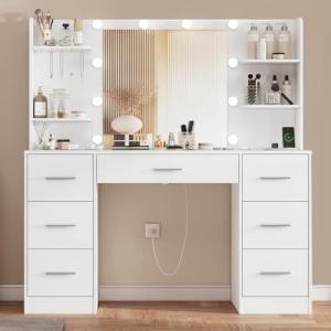 TEENFON Tocador de Maquillaje Grande con Luces LED Regulabl…