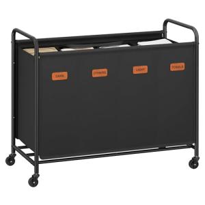 SONGMICS Cesto de Ropa con Ruedas, Cesta de Ropa 4 Comparti…