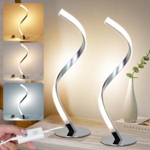 Alampia 2PCS LED Espiral Lámpara Mesa Stepless Regulable, L…