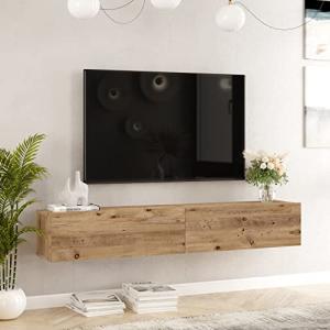 [en.casa] Mueble TV Suspendido Mesa Tele de Pared con 2 Pue…