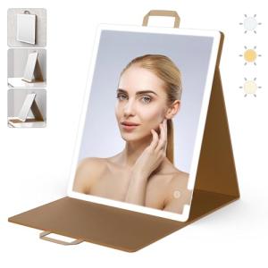 WEILY Espejo Maquillaje con Luz, Espejo Plegable Grande Por…