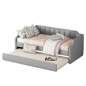 Azkoeesy Cama tapizada de 90 x 200 cm con cama nido, con so…