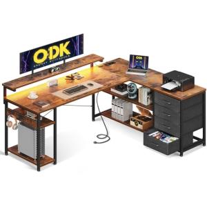 ODK Escritorio con Cajones, Escritorio Esquinero Reversible…