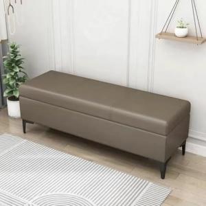 Banco de almacenamiento marrón claro con cojín, 90 x 30 cm,…
